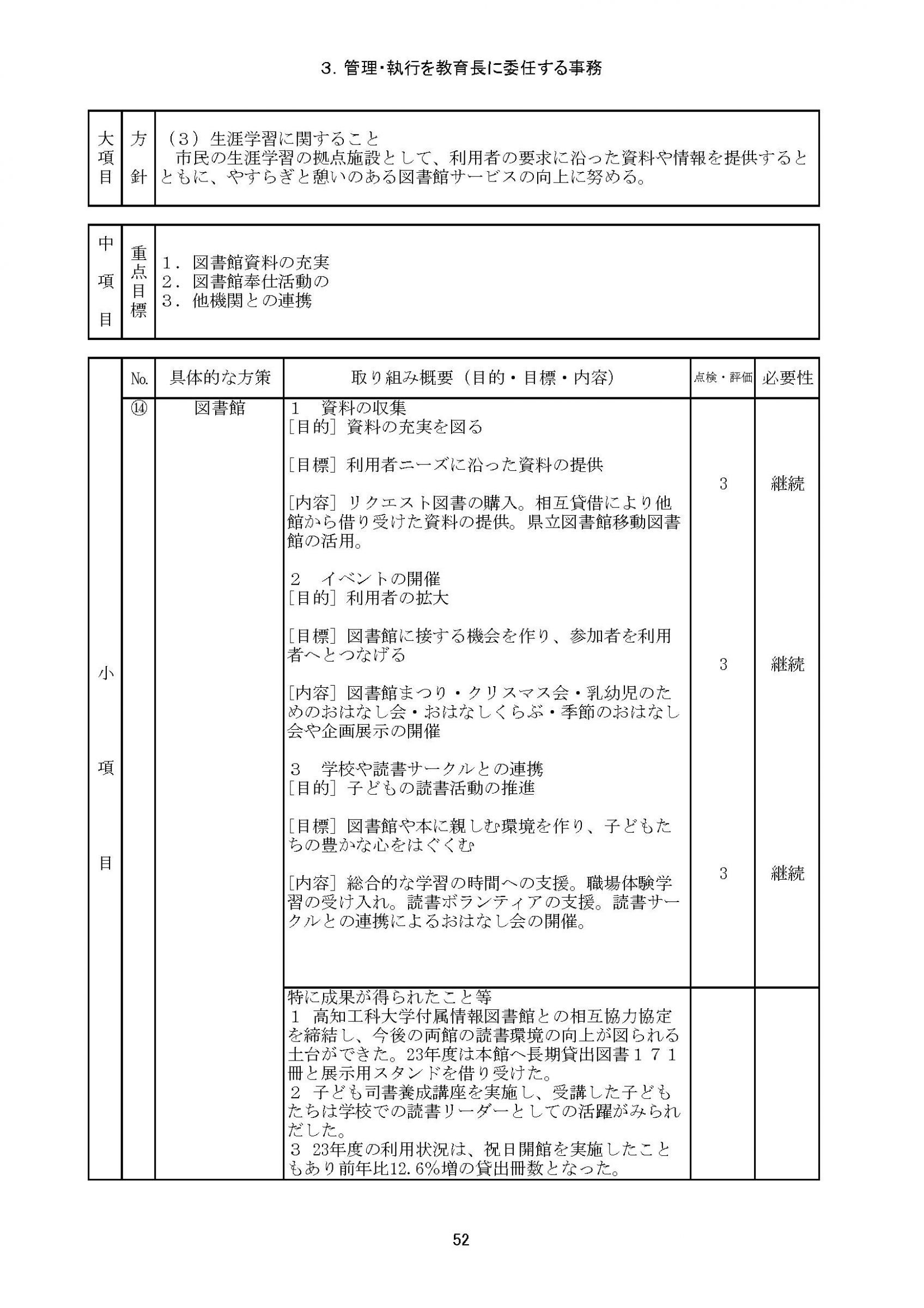 ウェブブック 平成23年度香美市教育委員会 施策に関する点検 評価報告書